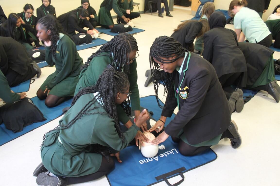 First Aid Schools Dartford Grammar Training Defibrillator CPR Bleeding